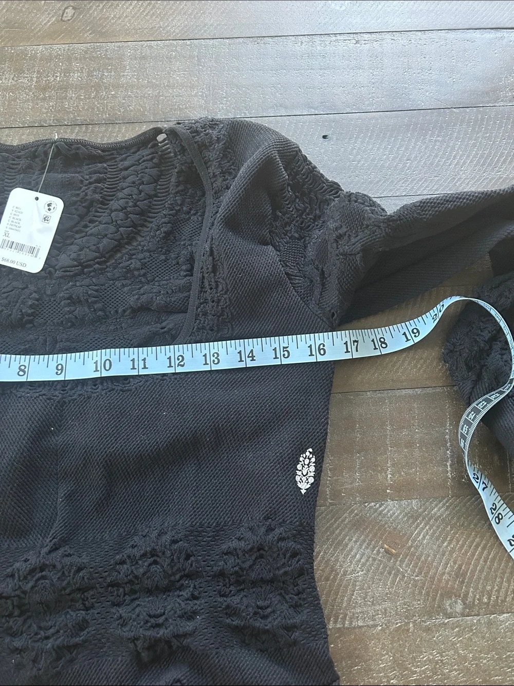 Free People Black Scoop Neck Long Sleeve Knit Top